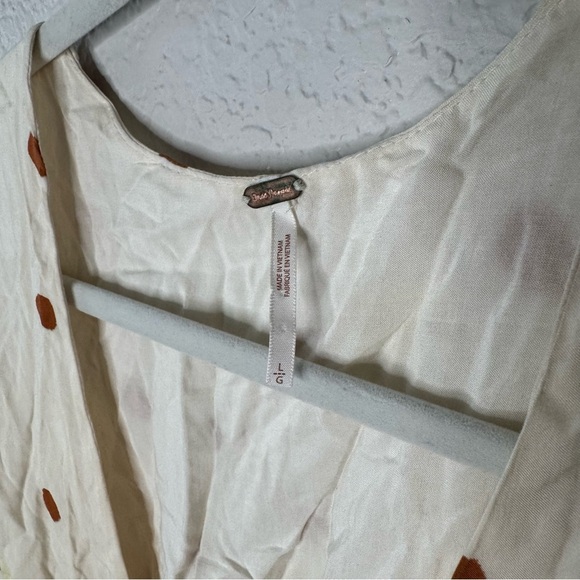 Free People Date Night Mini Dress Sunshine Combo Polka Dot Long Sleeve - Picture 4 of 8